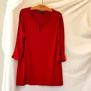 Alisha. D  women's Red Tunic Top Med.